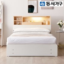 [동서가구] 노블랑 편백 LED헤드 3서랍 SS수납침대 프레임 DF920271, 그레이