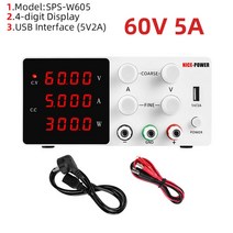 dc파워서플라이 직류전원공급기 새로운 USB 실험실 스위칭 DC 전원 공급 장치 30V 10A 조절 SPS-W3010 가변, 12 SPS-W605 White_02 220V