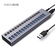 Acasis USB 3.0 허브 멀티 16 포트 산업용 컴퓨터용 12V 전원 어댑터, HS-716MG