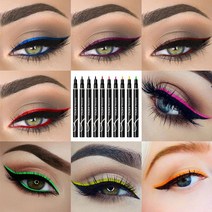 12 색 아이 라이너 리퀴드 펜슬 방수 메이크업 매트 블루 레드 그린 화이트 골드 브라운 라이너, 02