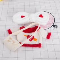 PKTOYS DIY 행운 만화 예쁘다 귀여 봉제 빵빵덕 오리 인형 옷 애착 만들기 선물 C08, 흰색 헝겊 가방 흰색 사랑 머리띠 스웨터, 30cm