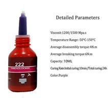 LOCTITE-222242243263271277 접착제 10ml 스레드 잠금 비휘발성 대부분의 금속 표면, 01 222