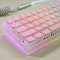 투명 키보드 키캡 더블 스킨 포인트 기계식 예쁜 RGB 커스텀 저소음 PBT 61 68 84 87 104, ., 표준, A.핑크  봉투포장