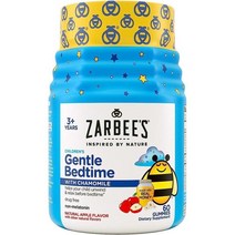 Zarbees Gentle Bedtime 자비스 젠틀 베드타임 어린이 멜라토닌 프리 애플 60 구미, 1세트