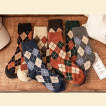 호쿠호니 여성스트릿양말 삭스 중목 패션 니트 예쁜 디자인 패턴