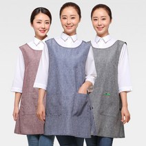[화이트가운]데님원피스형앞치마/업소용앞치마/식당앞치마/주방앞치마/서빙앞치마/요양보호사앞치마/간병인앞치마, 선택03-적색데님원피스형앞치마