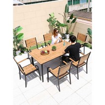 대형 커피테이블 휴게소 카페 야외테이블 테라스, 6의자+90x170cm테이블