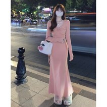 스퀘어넥 허리슬림 타이트한 20대 30대 여성 데일리 봄 롱 원피스