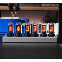 RGB LED 우드 라이트 탁상시계 닉시관 닉시튜브 시계, 체리우드 5그리드 /간단 조립/원목 베이스