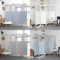 [디모토] 프렌치하임 빈티지 원목 철망 4단 파티션 칸막이, 스카이그레이