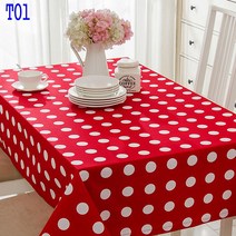 SKANDSALO 식탁보 모던 체크무늬 심플 도트 스트라이프 순면 캔버스 티테이블보 성탄 인테리어 테이블 천다기, T01-로맨틱 도트-레드, C14-140*220