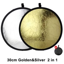 촬영용 확산판 반사판 조명판 크로마키 110cm 5 인 1 2 리플렉터 접이식 휴대용 라이트 디퓨저 라운드 멀티 컬러 실버 블랙, 02 30cm silver gold