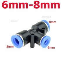 스크류콤프레샤 콤프레샤부품 티 공압 퀵 피팅 커넥터 4mm 6mm 8mm 10mm 12mm 16mm 직경 변경 조인트 커플 링 공기 압축기, 05 6mm-8mm