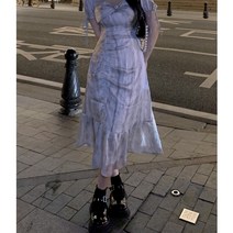 문립 메이커 뚱뚱하다 mm 2022 봄 순욕 허리 묶다 가리다 아랫배 긴 원피스