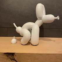 Nikooo 풍선 개 강아지 똥 동상 수지 동물 조각 가정 장식 수지 공예 사무실 장식 스탠드 블랙 골드, AA41-paint-White