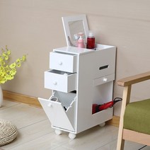 뷰티 샵 미니 이동식 수납장 침대협탁 화장대 접이식 화장품 정리대 서랍장 거울, 02 화이트