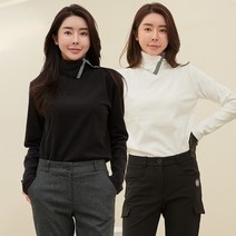 제이투제이 여성골프웨어 넥포인트 기모목폴라 골프티셔츠