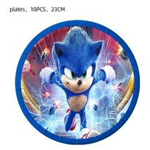 New Cartoon Sonic Party Supplies Boys Birthday Disposable Tableware Set Paper Plate Cup Napkins Baby, 02 9 inch plate 10pcs