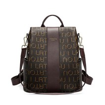 직장인 여자백팩 laorentou women pvc leather 배낭 레이디 더블 숄더 백 대용량 schoolbag 패션 모노그램 여행 배낭 핸드백