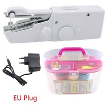 가정용미싱기 홈 재봉틀 오버로크 미니 휴대용 미니 핸드 헬드 스티치 바느질 바느질 무선 의류 직물 전기 스티치 세트, EU 플러그 포함