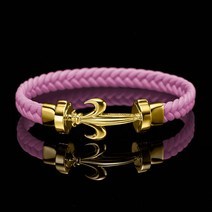 본쟈르디노 피에로 버클 가죽 핑크 팔찌 [골드/실버]