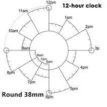 감광성잉크 감광액 원형 씰 스탬프 크로노덱스 시간 일기 스크랩북, 1.12hour 38mm