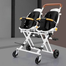 2인용 쌍둥이 유모차 폴딩 양방향가능 가성비유모차, 기본 화이트 (시트블랙)