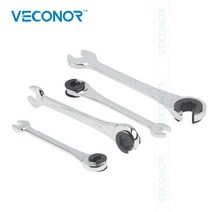 VECONOR 래칫 플레어 너트 렌치 도구 8-19mm 미러 폴리 쉬드 72T 래칫 고 토크 렌치 전문 수리 도구, 17mm