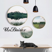 UNBAISER 보석십자수 원형 액자 비즈십자수 대형 액자, 블랙