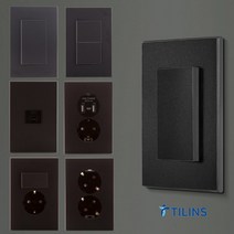 틸인스 Ti2 다크블랙 전기 스위치 매립 콘센트 커버 교체 방 벽 인테리어 USB 방우형, 02.Ti2다크블랙_스위치 단로2구