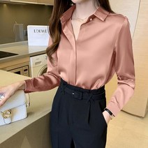 안나리야 캐주얼 정장 새틴 실크 여성 쉬폰 블라우스 SH