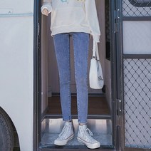 KORELAN / 청바지 하이웨이스트 슬림핏 스키니 청바지 고퀄리티 트임 스판 팬츠