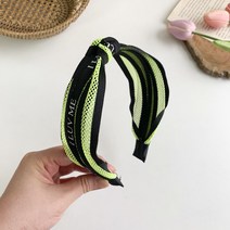 러브미 형광 여름 래터링 메쉬 터번 박나래 반다나 꼬임 와이드 헤어밴드 머리띠