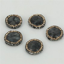 귀걸이 흑요석 쥬얼 여성 진주 Charms round pave 골든 라인 석 짙은 회색 플래시 스톤 래브라도 라이트 커넥터 비즈 diyy jewelry making material