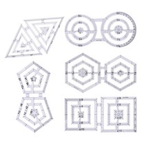 QDY 5pcs 아크릴 클리어 트윈 눈금자 수제 퀼트 템플릿 패치 워크 눈금자 도구