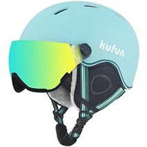 kufun 스키 헬멧 스키 고글 스노우 보드 바이저 헬멧 스노보 주니어 여성 남녀 공용 어린이, m(55-58cm), 청자
