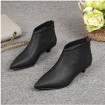 로우힐 부드러운 가죽 정장신반 앵클 마틴 부츠 3CM 뒷꿈치 지퍼 발편한 앵글부츠