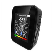 공기질측정기 공기 측정기 디지털 이산화탄소 온도 습도 5 in 1 co2 meter 값, 협력사, 검은 색