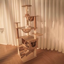 고양이 등반 캣폴 캣타워 원목 캣워커 스크래쳐, E