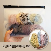 더굿데이 모던컬러헤어머리끈100개+자체제작반투명예쁘다슬라이드백