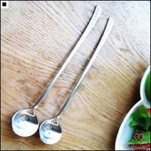 소녀감성 회사탕비실 레터링프린팅 고급진스타일 실버롱스푼 스텐롱스푼