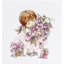 외국 십자수패키지 Luca-s/ Girl with a Bouquet-B1055