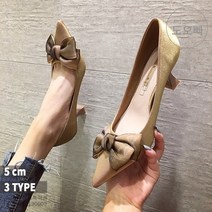 도오빠 여성 하이힐 5cm 펌프스 보너트 리본 가죽 구두 새틴 스퀘어 버클 슈즈 키높이 신발 직장인 정장 패션 캐주얼 봄 여름 가을 여자하이힐