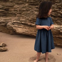 순수한면 드레스 여자 의류 2022 봄과 여름 새로운 이중 층 주름 느슨한 캐주얼 짧은 소매 아기 긴 치마