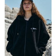 VOLCOM 로고 플리스 후드 집업 블랙