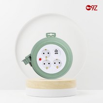 러그박스 전선정리 3M 릴선 멀티탭 과부하방지 파워3구 USB2구 캠핑, 민트