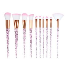 10 Pcs 메이크업 브러쉬 세트 크리스탈 스레드 핸들 파우더 파운데이션 블러쉬 블렌딩 화장품 뷰티 pincel maquiagem, [01] Pink