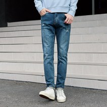 댄디보 해브 포인트 블루워싱 기모청바지 남성용 기모바지