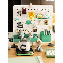 레어로우 시스템 선반 모던 스탠드 데스크탑 홀 플레이트 펀칭 수직 사무실 책상 책장 액세서리 학습 스테이션 디스플레이, [02] 수직 흰색 중간 보드 녹색 블라인드 박스 프레