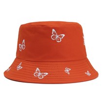 CNTANG 2022 새로운 양동이 모자 패션 여성 나비 자수 파나마 어부 모자 양면 숙녀 캐주얼 Sunprotection 모자
